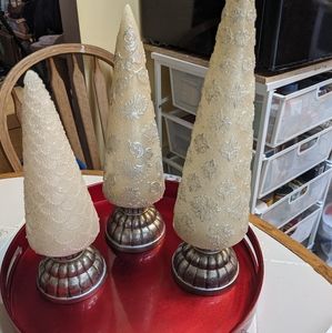 Valerie Parr Hill set of three Holiday Wax Tree Luminaries, NWT